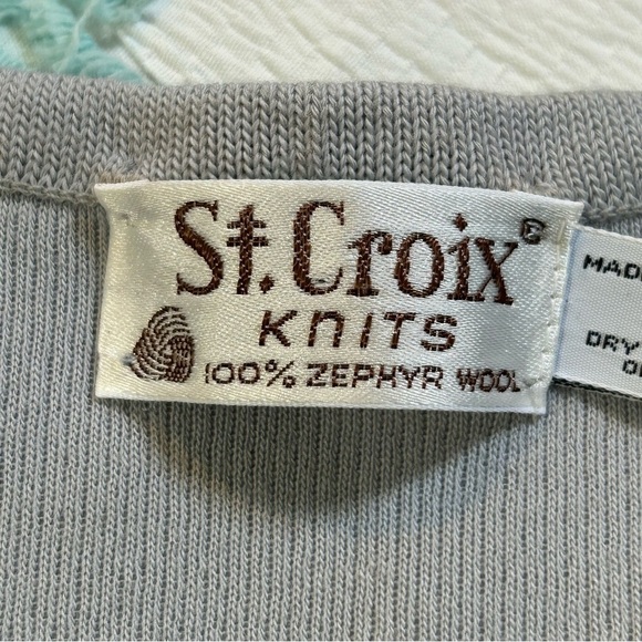 VTG St. Croix Knits Pure Wool & Ultrasuede V-neck Pullover Sweater Gray Size M - Picture 9 of 11